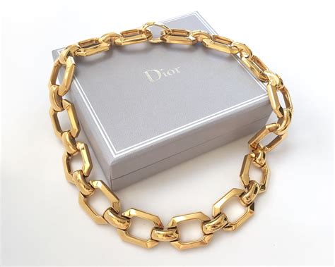 gold dior choker necklace|christian dior chunky necklace.